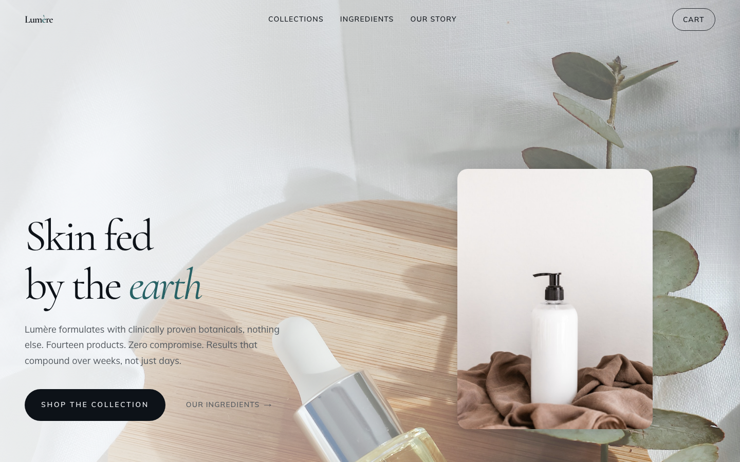 Lumere online store demo website homepage