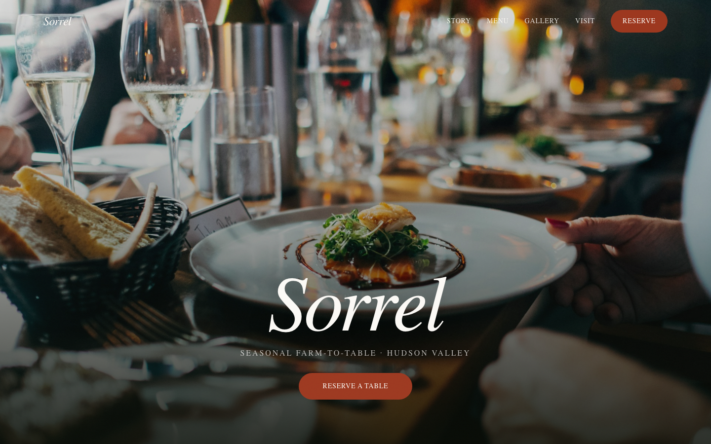 Sorrel restaurant demo website homepage